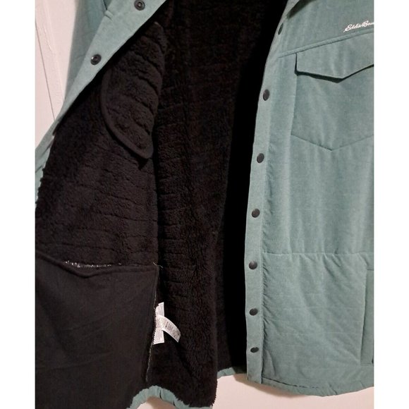 Mens Eddie Bauer Shirt Jacket Departure Lined Snap Front Fleece Lined XL Tall - Picture 6 of 10